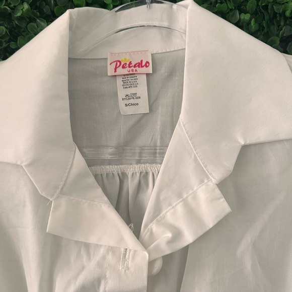 White Cotton Dress with Black Belt - Picture 4 of 5